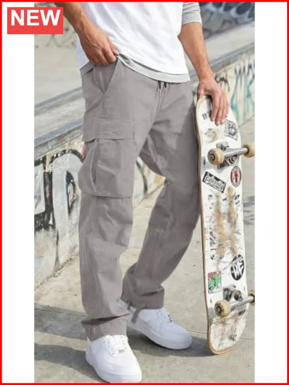 Cargo Pants Drawstring Casual Hiking Joggers Athletic Trousers Cotton Loose